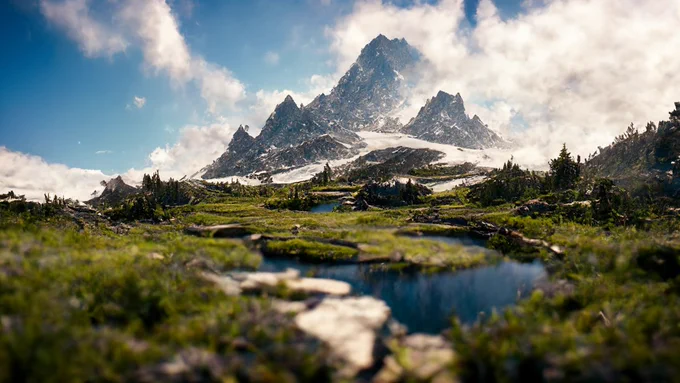なるべくフォトリアルになるように頑張ったAI風景。もう少し精度が上がればマットペイント用に使えるかも?#midjourny 