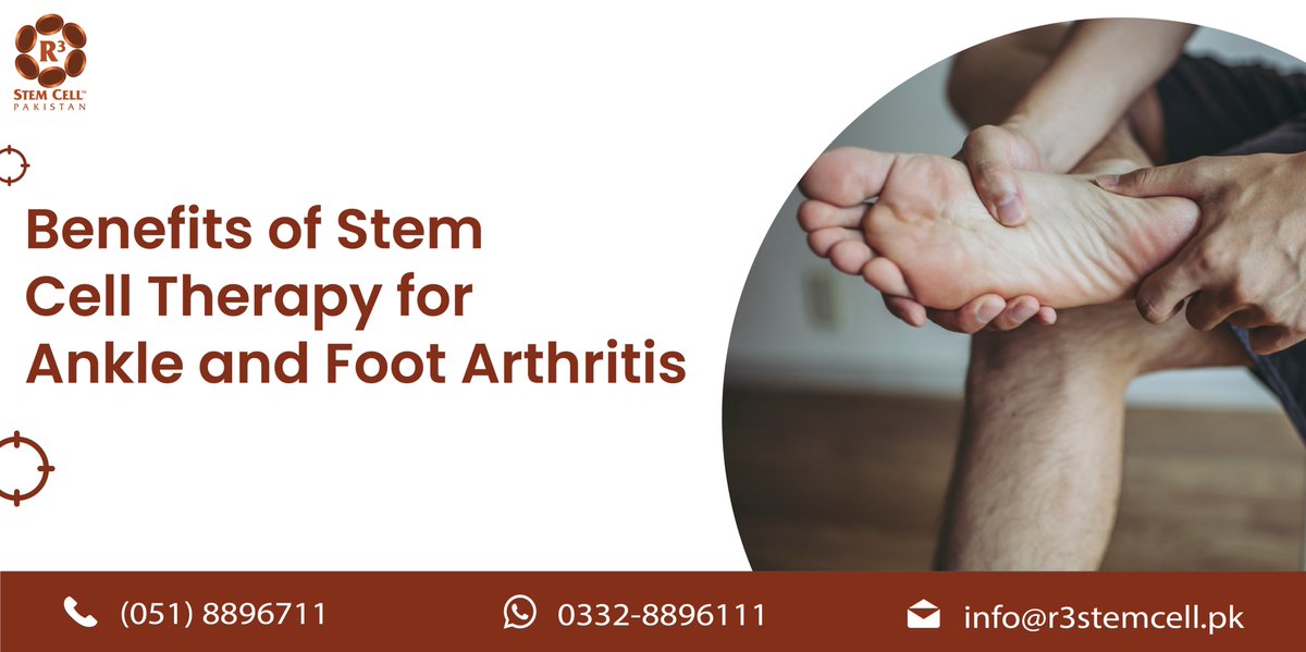 R3StemCellPK's tweet photo. Arthritis of the foot and ankle can be treated many ways but an effective way is stem cells.

Email: info@r3stemcell.pk

#anklepain #footpain #anklesprain #ankleinjury #jointpain #podiatrist #orthotics #StemCellTherapy #StemCellInjections #R3StemCellPakistan #achillestendonitis https://t.co/NOBzoNzMxi