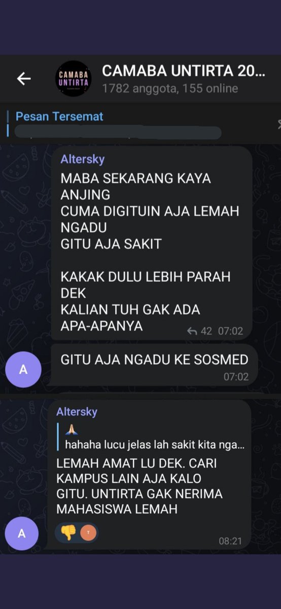 Organisasi macam apa yang jadi penguasa di ormawa Untirta sekarang? Bisa bisanya punya kader setolol mereka mereka orang