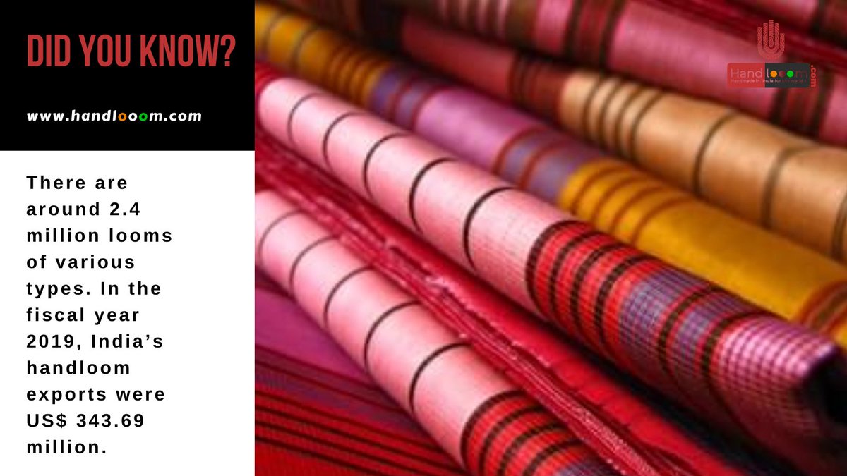 handlooom's tweet image. There are around 2.4 million looms of various types. In the fiscal year 2019, India’s handloom exports were US$ 343.69 million..….Shop Now : handlooom.com #handlooom #dmzinternational #myhandloommypride #handmade #handmadewithlove  #vocalforlocal