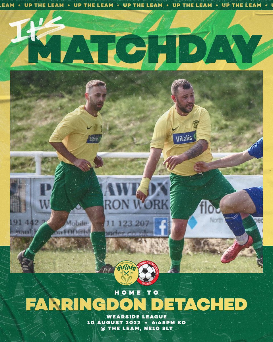 𝗠𝗔𝗧𝗖𝗛𝗗𝗔𝗬 — We look to extend our unbeaten start to the season as we host <a href="/FarringdonSafc/">Farringdon Detached FC</a>, who have also started well, at the Leam this evening in our 4th game of the season.

🆚 Farringdon Detached
🏆 <a href="/WearsideLeague/">Wearside League</a> 
⏰ 6:45PM KO
🏟 The Leam, NE10 8LT

#UpTheLeam #UTL 🔰