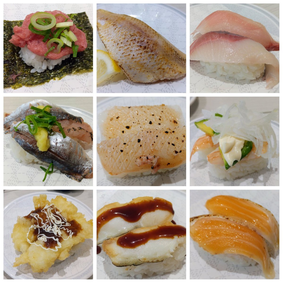 【今日の晩ごはん🍣852】 外食🚙💨回転寿司 はま寿司🍣尻手店にて 🐟🦑🦐🥑🐙🦈🦪🍵