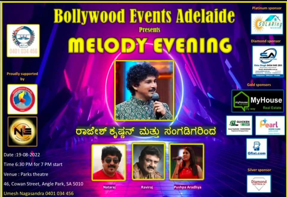 Rajeshunplugged's tweet photo. ಆಸ್ಟ್ರೇಲಿಯಾದಲ್ಲಿರುವ ಎಲ್ಲಾ ಪ್ರೀತಿಯ ನಮ್ಮ ಕನ್ನಡಿಗರೇ ಬನ್ನಿ ಸಂಗೀತವನ್ನು ಸಂಭ್ರಮಿಸೋಣ

Back to back shows in Australia. Let's all join for a musical fest. 

#RajeshKrishnan #RajeshKrishnanLive #Australia https://t.co/DIIUNoP9Qh