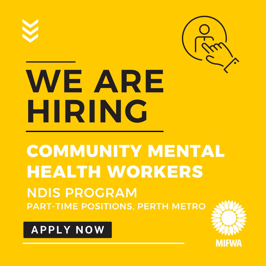 #PerthJobs Community Mental Health Workers, NDIS Program // We have multiple part-time positions across Perth Metro to support people experiencing mental illness. buff.ly/3Qx2a7V  #mentalhealthjobs #NDIS #NDISjobs