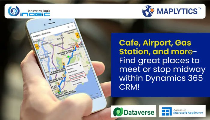 inogic's tweet image. Café, Airport, Gas station, and more - Find great places to meet or stop midway within Dynamics 365 CRM! 
bit.ly/3BPmwVZ 

#PowerPlatform #MSDyn365 #mapanalytics #Dynamics365 #MSDyn365 #CRMData #geoanalysis #geocode