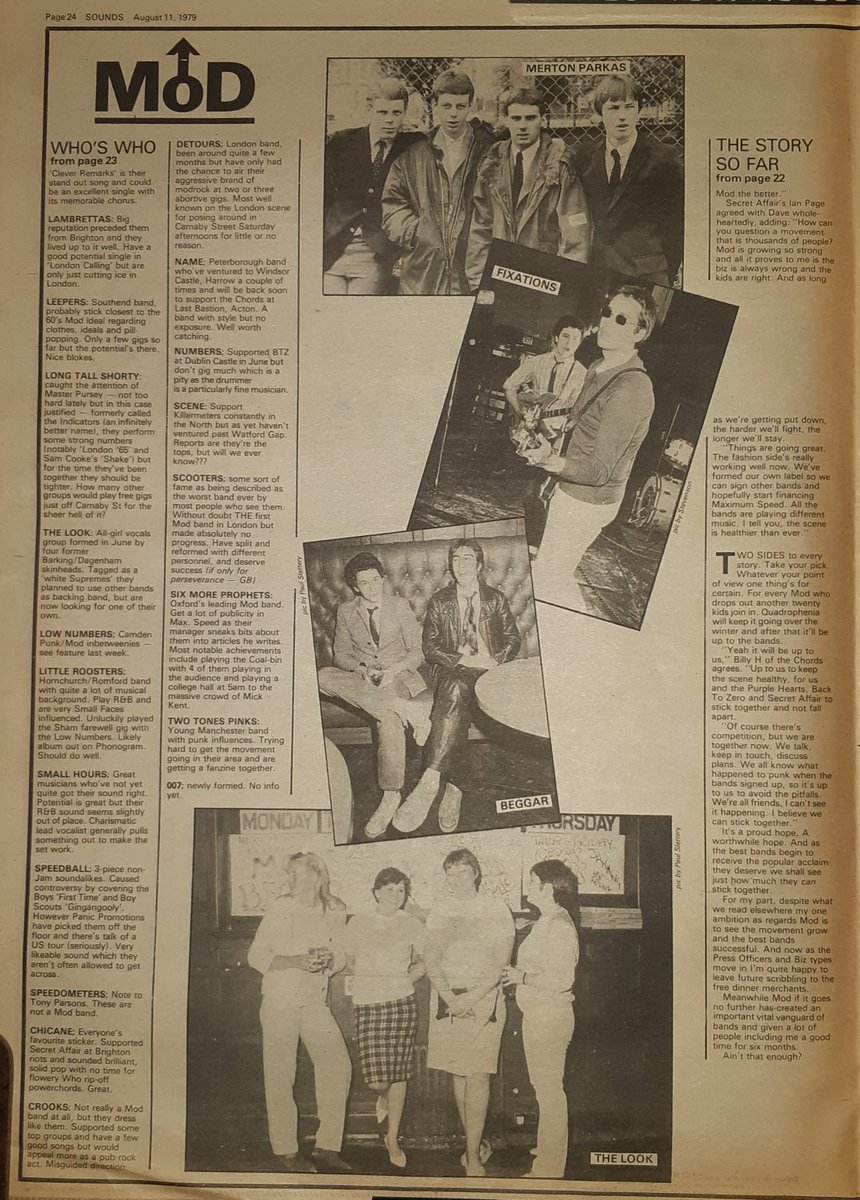 SoundsClips's tweet photo. Who's who in the Mod Revival in Sounds 11th, August 1979 by Kim Gaunt, Clive and Goffa Gladding plus Robbi Millar and Pics by Danny Clifford. @DannyClifford @SecretAffair79 @IanPageSA https://t.co/JTj1bQvEzy
