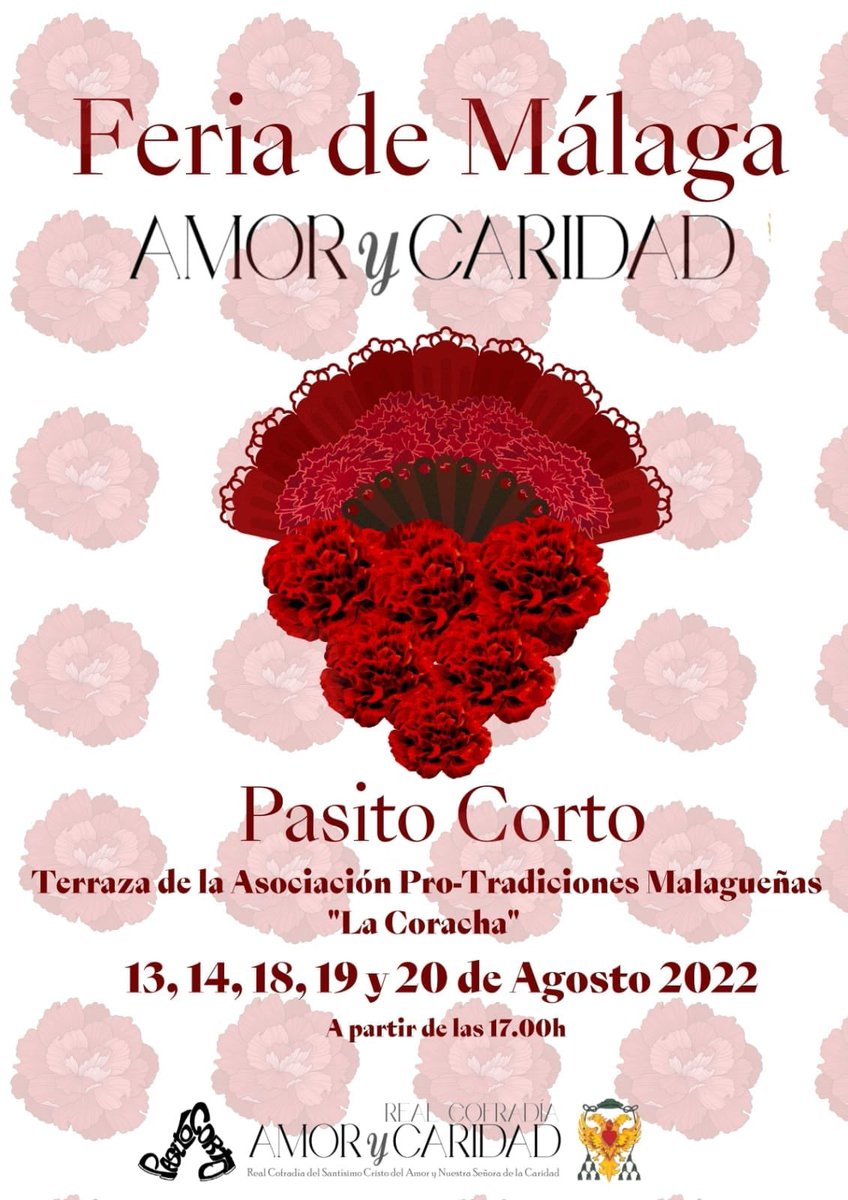 AmoryCaridad's tweet photo. #PasitoCorto22||
 
El mejor tardeo, cena y música en directo de la Feria del Centro. ¡Vuelve Pasito Corto!

🗓13, 14, 18, 19 y 20 de agosto.

📍Asoc. Pro-Tradiciones Malagueñas de la Coracha.

#CofradiasMLG
#FeriaMLG https://t.co/LfjRTBSPf5