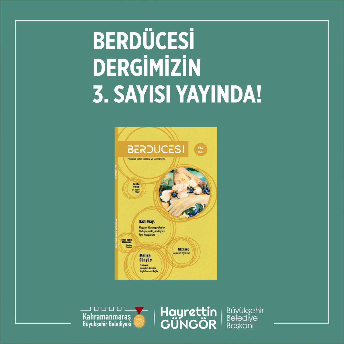 buyuksehirkm's tweet photo. Berdücesi Dergisi’nin üçüncü sayısı okurlarla buluştu.😇

Derginin aktüel ve geçmiş sayılarına e – dergi formatında ulaşabilirsiniz.⬇️

🔗 https://t.co/l7jRLLZjeE 

#EdebiyatınBaşkenti @BerducesiD https://t.co/QuQn57BHhH