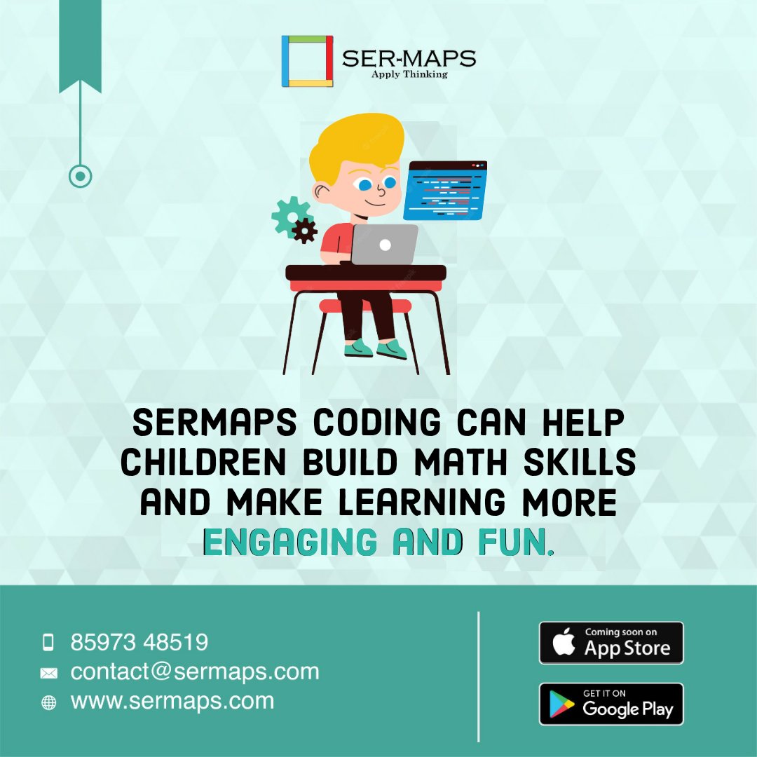 Sermaps_App's tweet image. Sermaps coding can help children build math skills and make learning more engaging and fun.
Visit our site - sermaps.com
.
.
#codingforkids #codingisfun #codinglearning