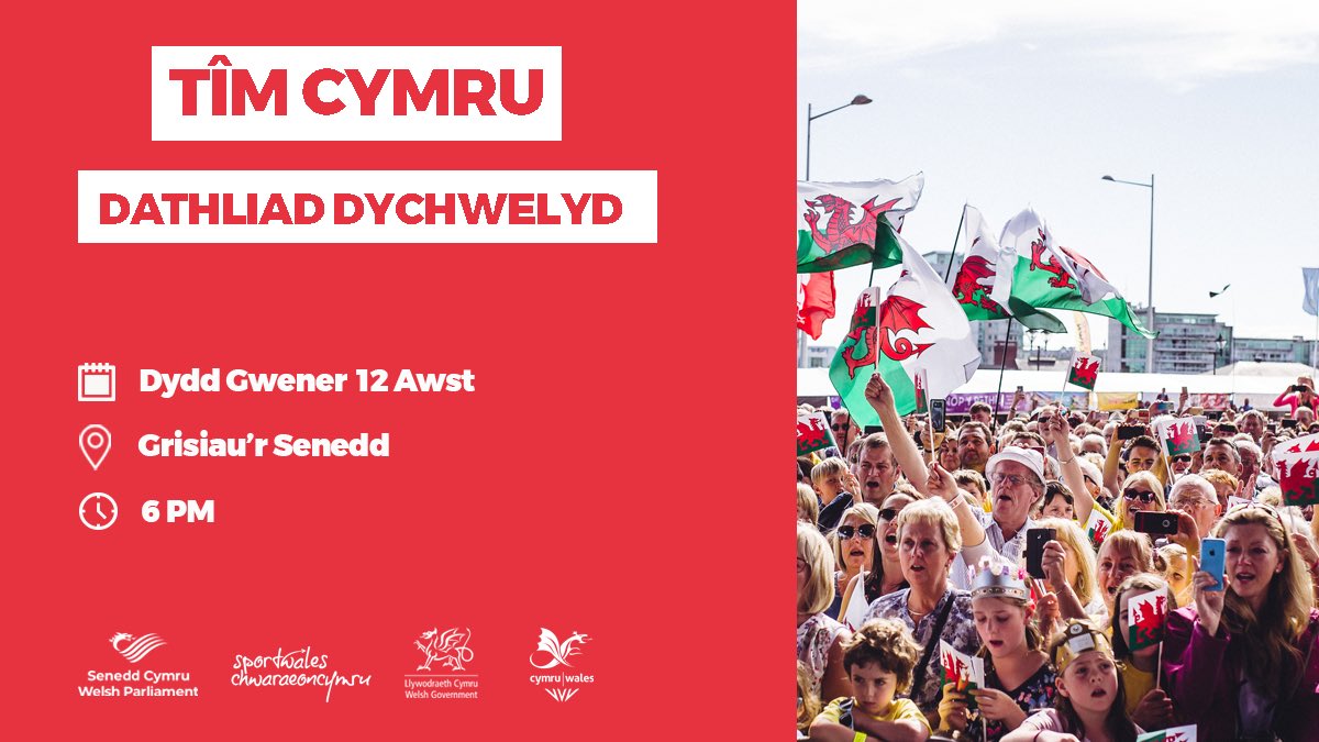 Dewch i gwrdd â’r tîm! 🏴󠁧󠁢󠁷󠁬󠁳󠁿

Join us to celebrate our #TeamWales athletes ❤️

📍Senedd, Cardiff Bay
📅 12/8/22
⏰18:00

Croeso i bawb 🥳