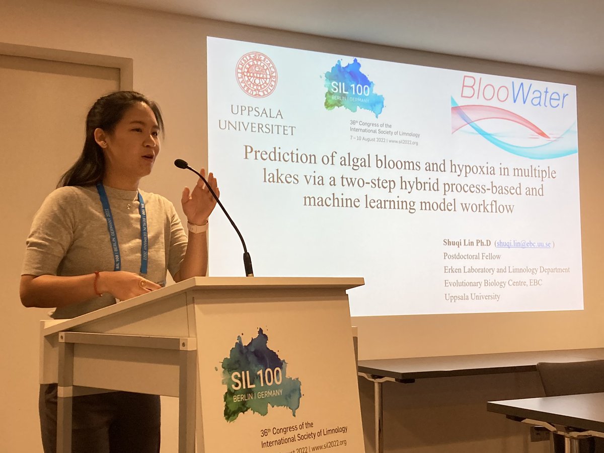 It’s deep learning time! <a href="/shuqilin0820/">Shuqi Lin</a> is talking about projecting hypoxia and algal blooms right now! #SIL100BERLIN