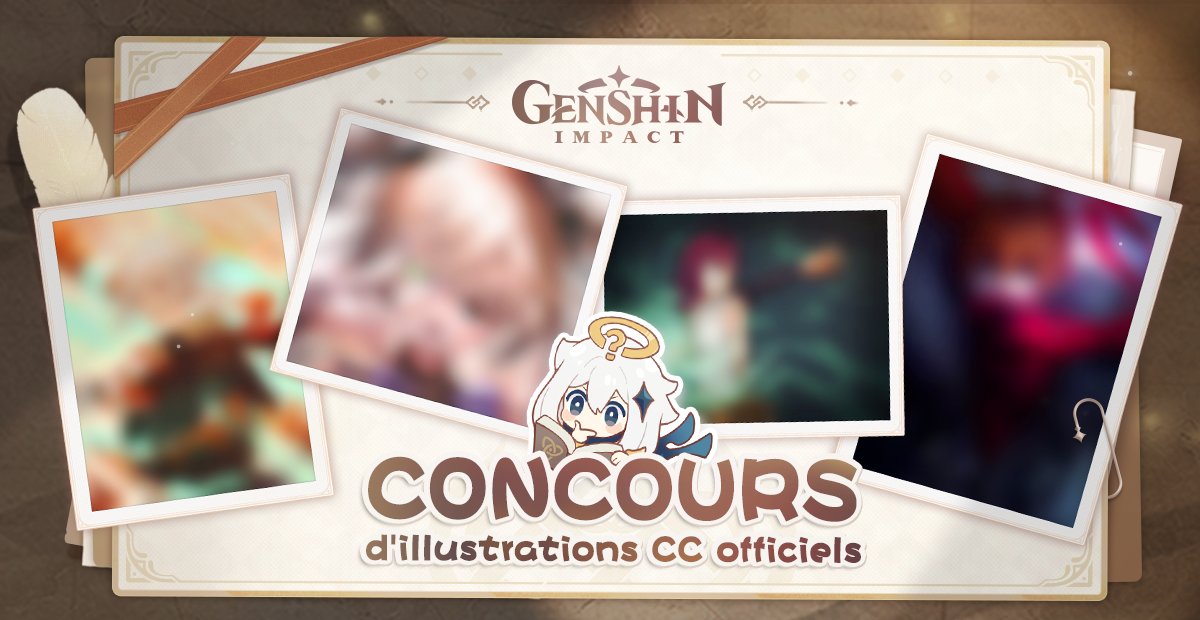 genshinimpactfr's tweet photo. [Concours d’illustrations CC officiels] 🖌️🎨

Nos artistes francophones se sont encore surpassés durant cette version 2.8. Saurez-vous retrouver quels personnages ont été représentés ?

🗓️ Du 10 au 17 août
🏆 30 gagnants recevront 300 primo-gemmes !

#GenshinImpact https://t.co/qwtjn4vfMc