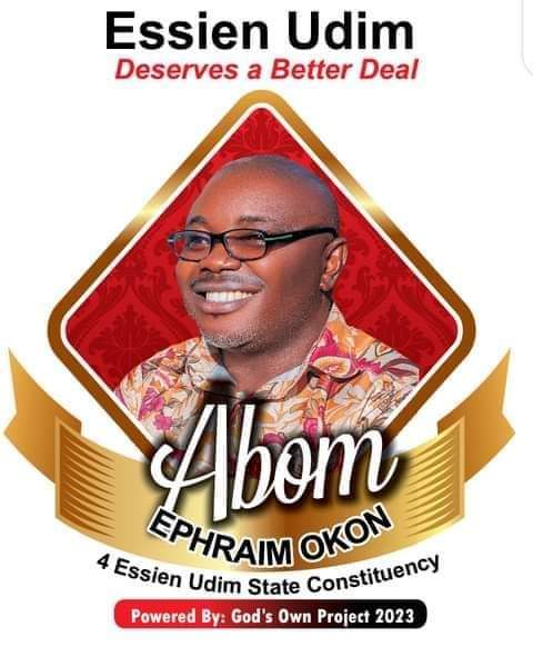 WHY ABOM EPHRAIM OKON:

* Competence
* People-oriented representation 
* Intellectual and Mental Capacity
* Integrity 
* God-fearing
* Inclusive governance 
* It's the turn of Essien Annang 
* #EssienUdimStateConstituency deserves the best 

Join this movement today