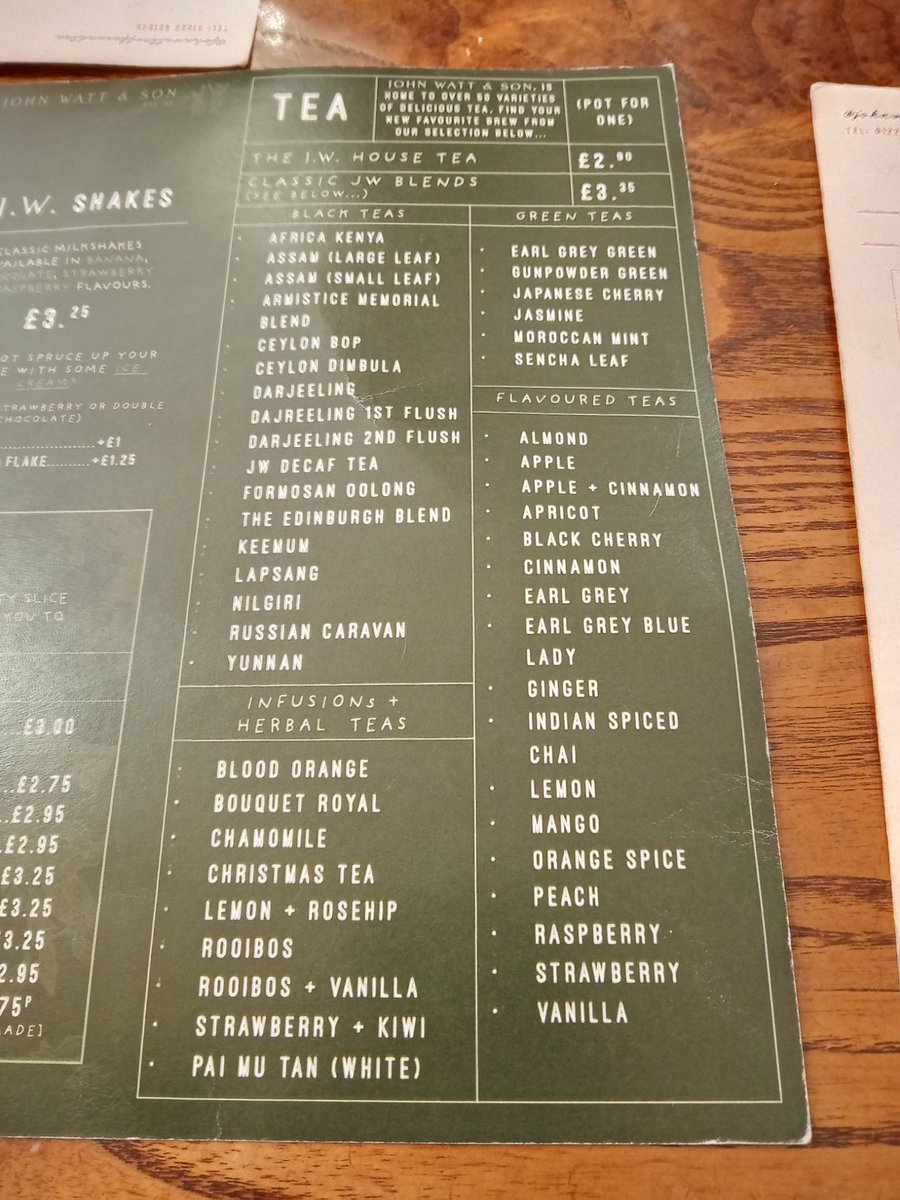 Having breakfast at John Watt cafe in Carlisle - definitely approve of the tea menu #tea