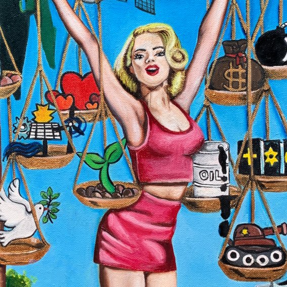 DirkxMaaike's tweet photo. Detail of #whatsthenameofthegame NFT . Notice:
#keepyourbalance #blackandwhite #goodvsevil
Original soon at @brassworksgallery in #portlandoregeon
#nftart #singlepiece #oilpainting #ladyjustice #positivity #parkfiction #hamburg #exchangeart
#maaikedirkx https://t.co/OGexIgkZgU
