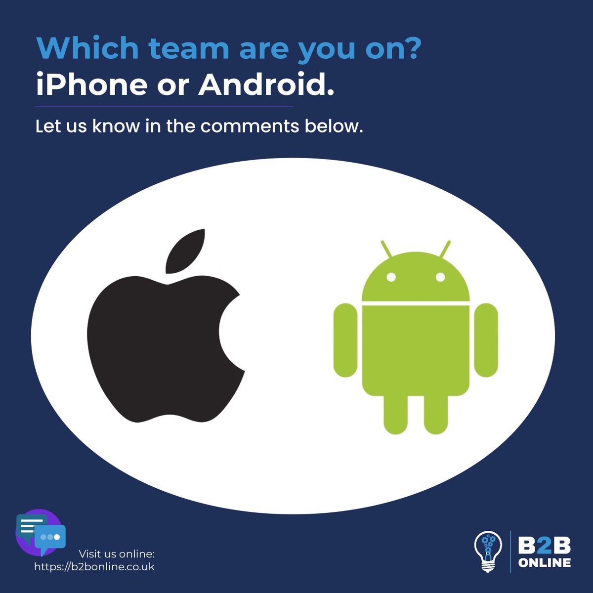 Are you team iPhone or team Android?

 Either way we can find you the best contract deal!

#ChooseATeam #Phone #MobileDeals #B2BOnline #BusinessDeals