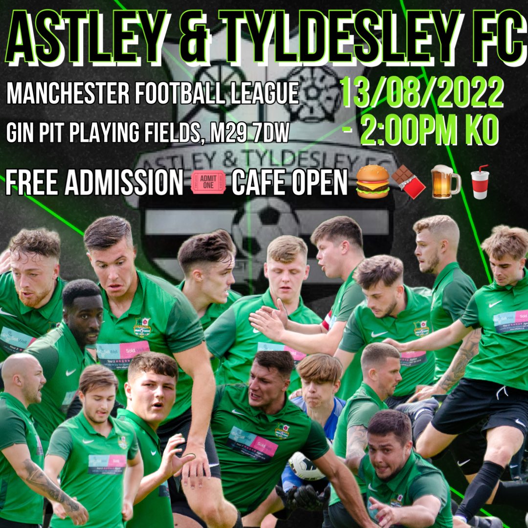 AandT_FC's tweet photo. 🟢FOOTBALL IS BACK⚫️

This Saturday we face @BreightmetUtdFC in our season opener in @THEMCRFL ⚽️

Our café is open all day serving all types of food and refreshments ☕️🍔🍫🧃🥤

All details below ✅ https://t.co/LcM6fhSzQ7