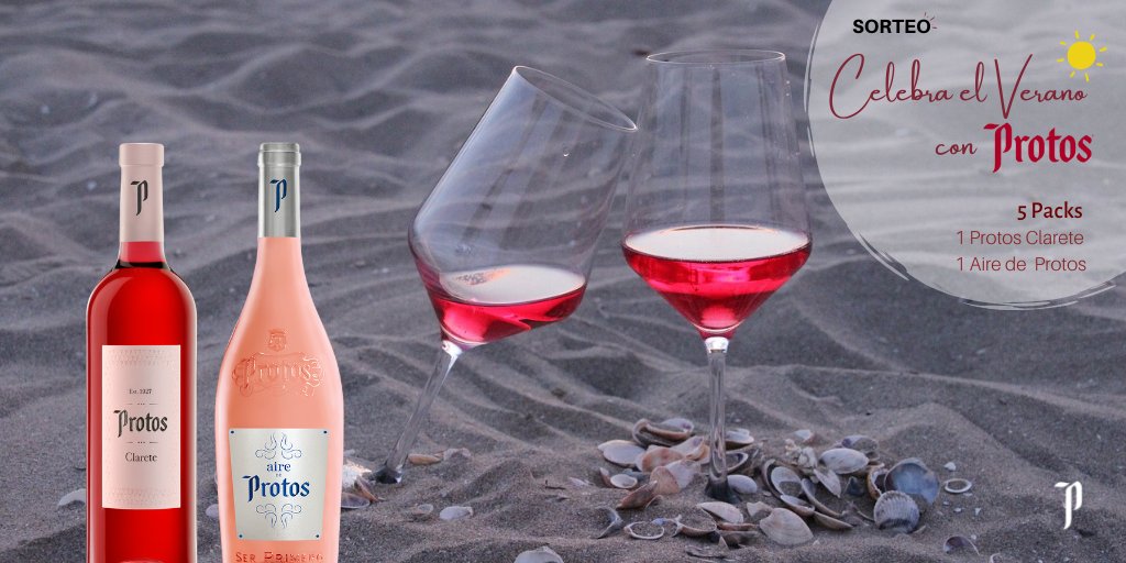 ¡Celebra el verano con Protos! Participa en este Sorteo y llévate uno de los 5 packs de Protos Clarete 2021 y Aire de Protos 2021 ☀️🍷
Muy fácil: 
✅Síguenos en TWT <a href="/Bodegas_Protos/">Bodegas Protos</a>
✅Dar me gusta + RT 
Bases legales 👉 bit.ly/3Pdc1Pk