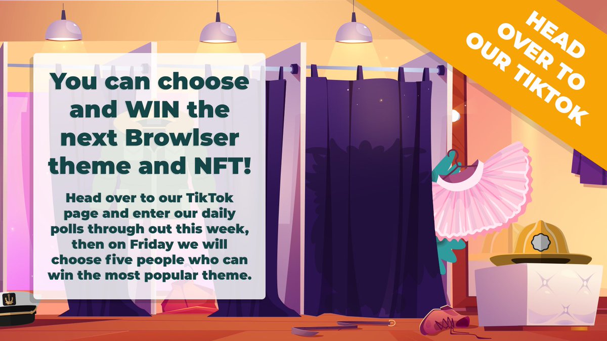 CHOOSE and WIN the new Browlser theme and NFT!
.
Head over to out TikTok page and enter the daily poll, like and comment to be in with a chance of winning 🏆
.
vm.tiktok.com/ZMNpXAUKU/
.
Good luck 🦉
