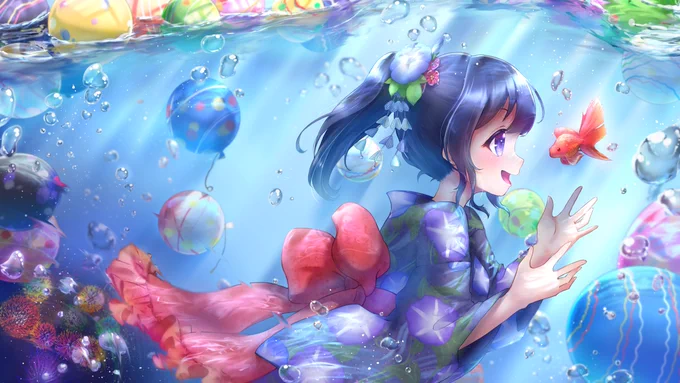 コンテストイラスト描きました!水中大好き#お絵描き好きさんと繋がりたい #イラスト 