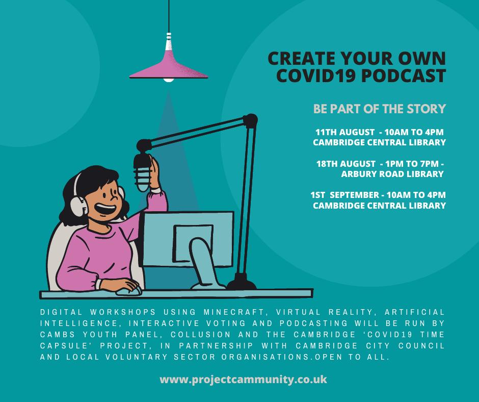 CambridgeCVS's tweet image. Fancy having a go at making a podcast, delving into virtual reality or dabbling in AI? Go to Camb Central Library @cambslib this Thursday 11th between 10am &amp;amp; 4pm to try out these digital experiences. It's a whole new world! Part of the Covid-19 Time Capsule Project. @ProjectCamm
