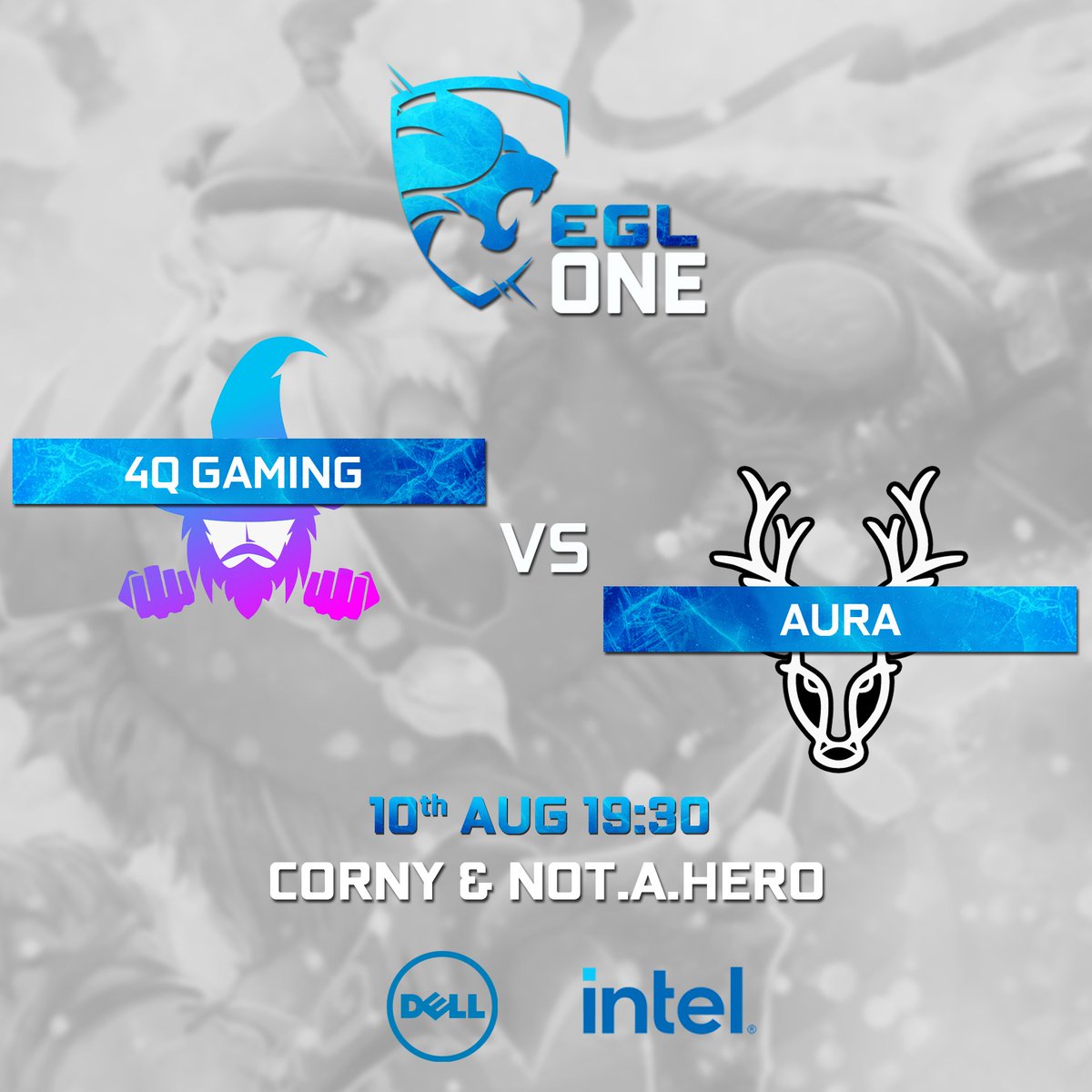 Tonight's fixture between 4Q Gaming and <a href="/auragamingza/">auRa Gaming</a> should be a cracker! 1 team goes home.
 
Cast by <a href="/CornyGG/">George "Corny" Erasmus</a> and <a href="/NotaHeroDota/">Etienne Vermaak</a> 
Give away : Evetech mousepad 
Streams on Twitch and YT: linktr.ee/evesportsza
#dell #intel #eglone #dota2