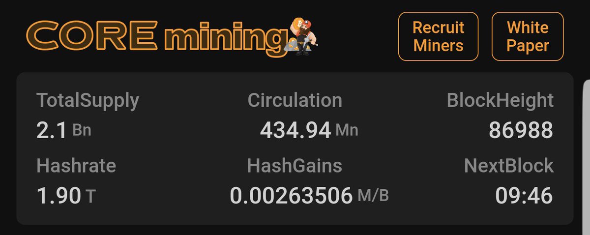 CoreHoneycomb's tweet photo. This is the way. - Hashrate 1.90T

Focus on mining 

Soon.  They will give us the answers we want. #Coredao_Org 

#BTC+ #Ethereum 🌐 #CORE 
#Web3 #DAO #Miannet #DeFi #DEX #NFT #FUND #PAY #Metaverse #SWAP #StableCoin #copyright #Oracle #BANK https://t.co/bAUq13eUcZ