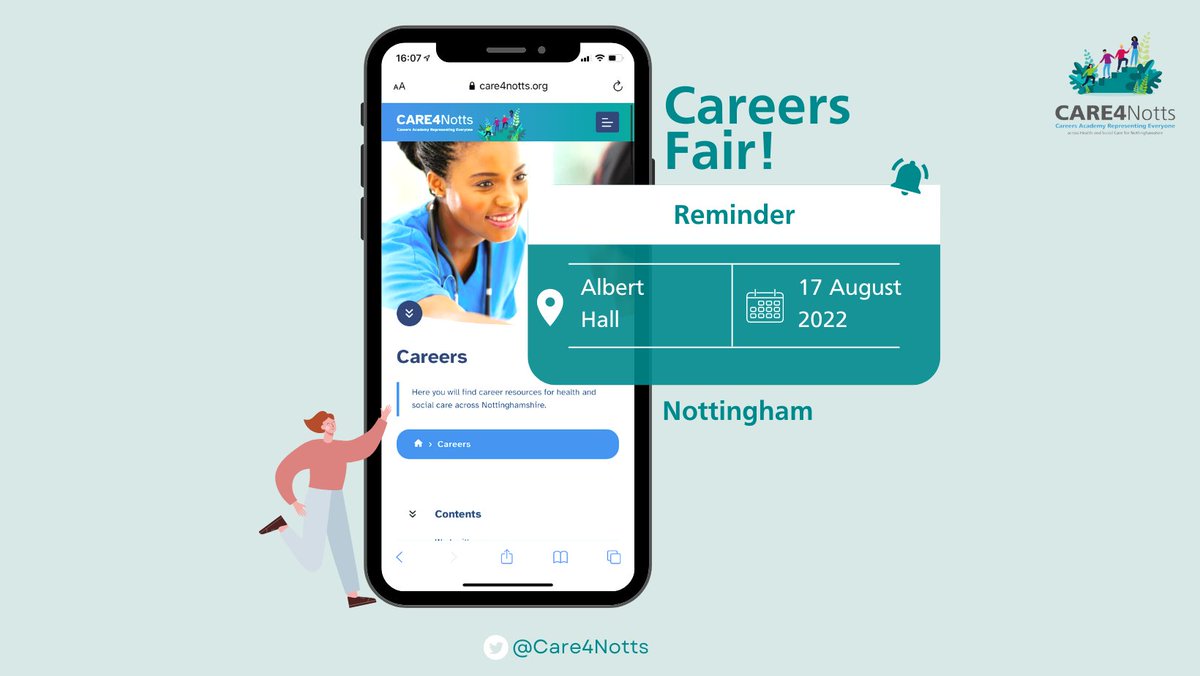 Care4Notts's tweet photo. 1 WEEK TO GO!

Is it in your diary? Next week we will be at the Albert Hall in Nottinghamshire to talk about the different roles available in Health and Social Care, as well which career path is best for you.

Everyone is welcome!

#Care4notts https://t.co/kjxvDW1sba