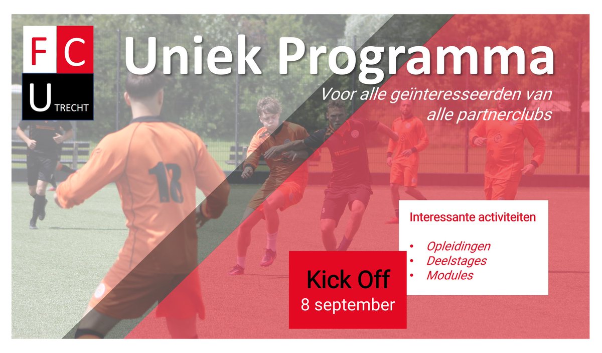 FC Utrecht heeft een uniek programma voor alle geïnteresserden van partnerclubs. Als trainer-coach, hoofd opleiding of bestuurslid kun jij je inschrijven voor diverse opleidingen, deelstages en modules. #fcutrecht 
Lees meer op de site van FC Utrecht: fcutrecht.nl/club/fc-utrech…