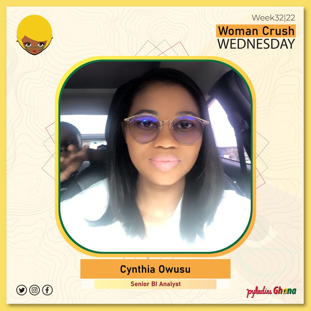 PyLadiesGhana's tweet photo. Meet our #WCW Cynthia Owusu (@PForiwaah) who is currently a Senior BI Analyst at FIDO Micro Credit.
She analyses data with python and makes meaning out of it for management decision making
We are proud of you #PyLady
#PyLadiesGhana https://t.co/h5CxEJEZZ6