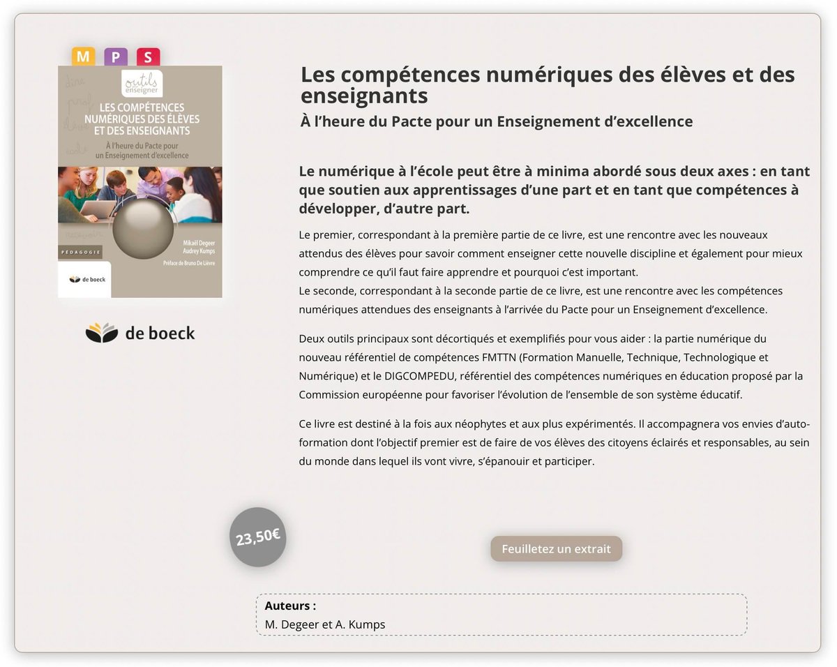 C’est avec beaucoup d’émotions qu’<a href="/audrey_kumps/">Kumps Audrey</a> et moi-même vous présentons notre premier livre ! Il sort de la presse aujourd’hui et sera commandable d’ici quelques jours ! vanin-parasco-pedagogie.be/pedagogie/outi…
#FMTTN #pacte #technopedagogie