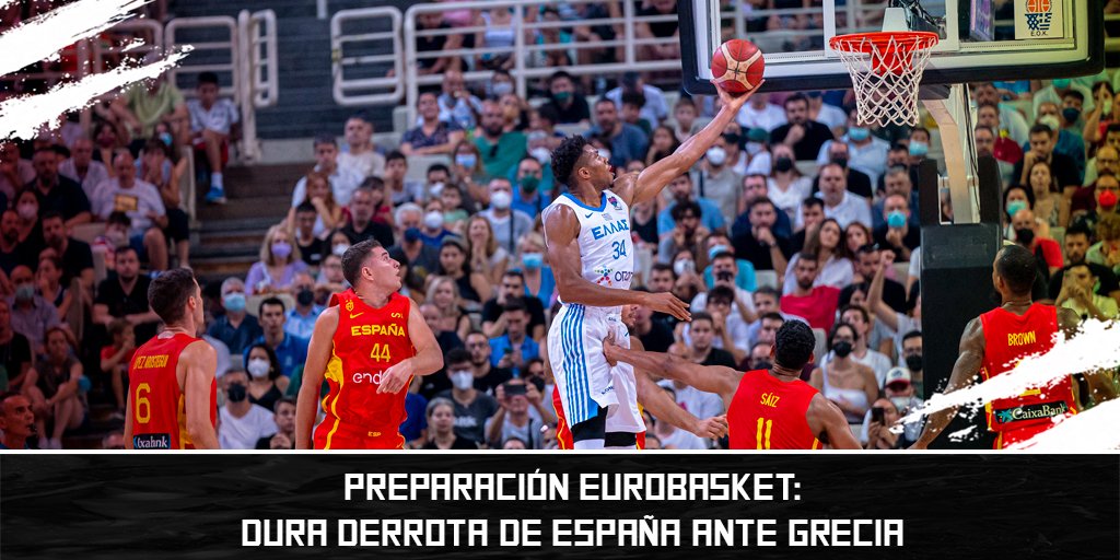 La4aPared_PD's tweet photo. 🔴🟡 PREPARACIÓN EUROBASKET:

La selección española de baloncesto, sufrió ayer una contundente derrota ante Grecia (86-70) 🏀

España aguantó el envite durante los primeros minutos, pero a partir del segundo cuarto, donde se fueron a 21 puntos de diferencia 📉 https://t.co/cnegjDxsWh