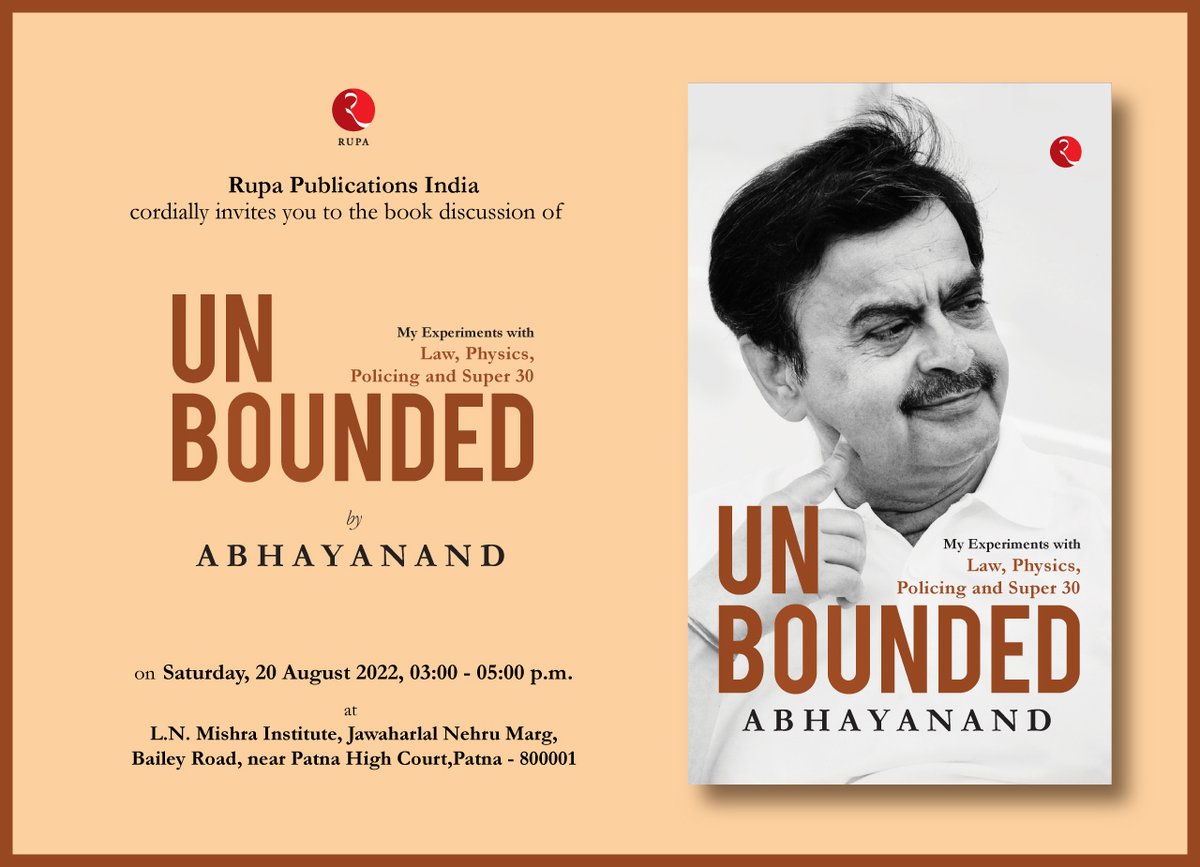 Rupa_Books's tweet photo. Do not miss out on a riveting book discussion at the launch of our author's book #Unbounded today.#PatnaChapter
Time: 3-5 Pm https://t.co/Vq55Z9ecTT