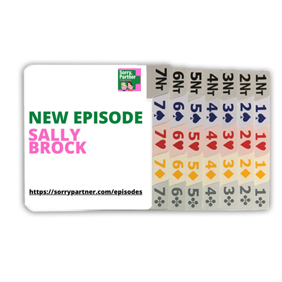 At EBED we're really looking forward to the next episode of Sorry Partner the podcast all about bridge, this week, featuring Sally Brock.  Available from 11th August. #playbridge #englishbridge #duplicatebridge #learnbridge