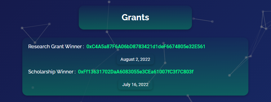 DecentDatabase's tweet photo. DECENT Scholarship
The 7th winner of our DECENT Scholarship will be selected on the 15th of August, 2022.
At 14:00 UTC, a random generator in the Scholarship smart contract will generate a wallet out of all registered wallets as the winner.
#DECENTCoin #DECENTDatabase https://t.co/UXGyxok6mK