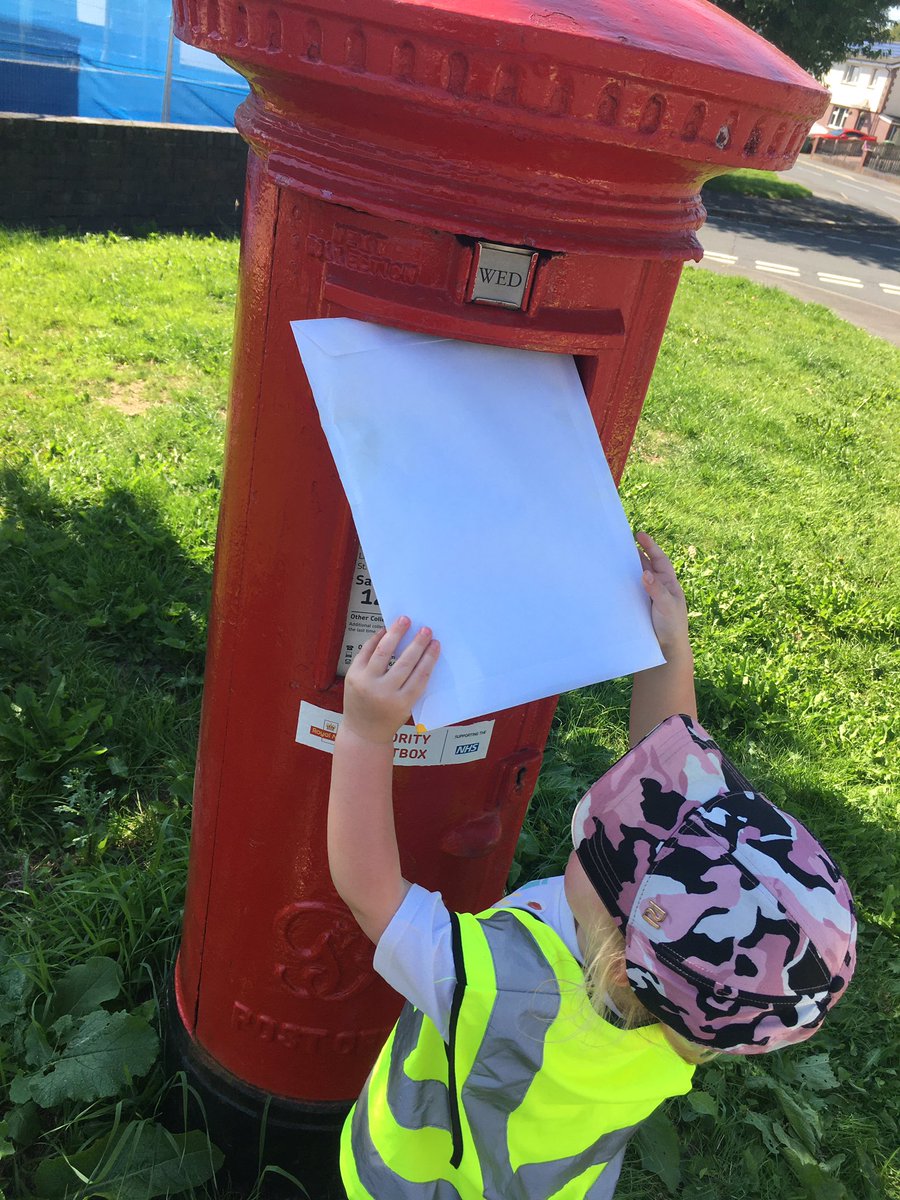 We have used the postbox that we found when walking around our local community. We have posted letters and pictures to our friends that we have been missing over the summer holidays 😊 @sarahfilportico @porticonicole