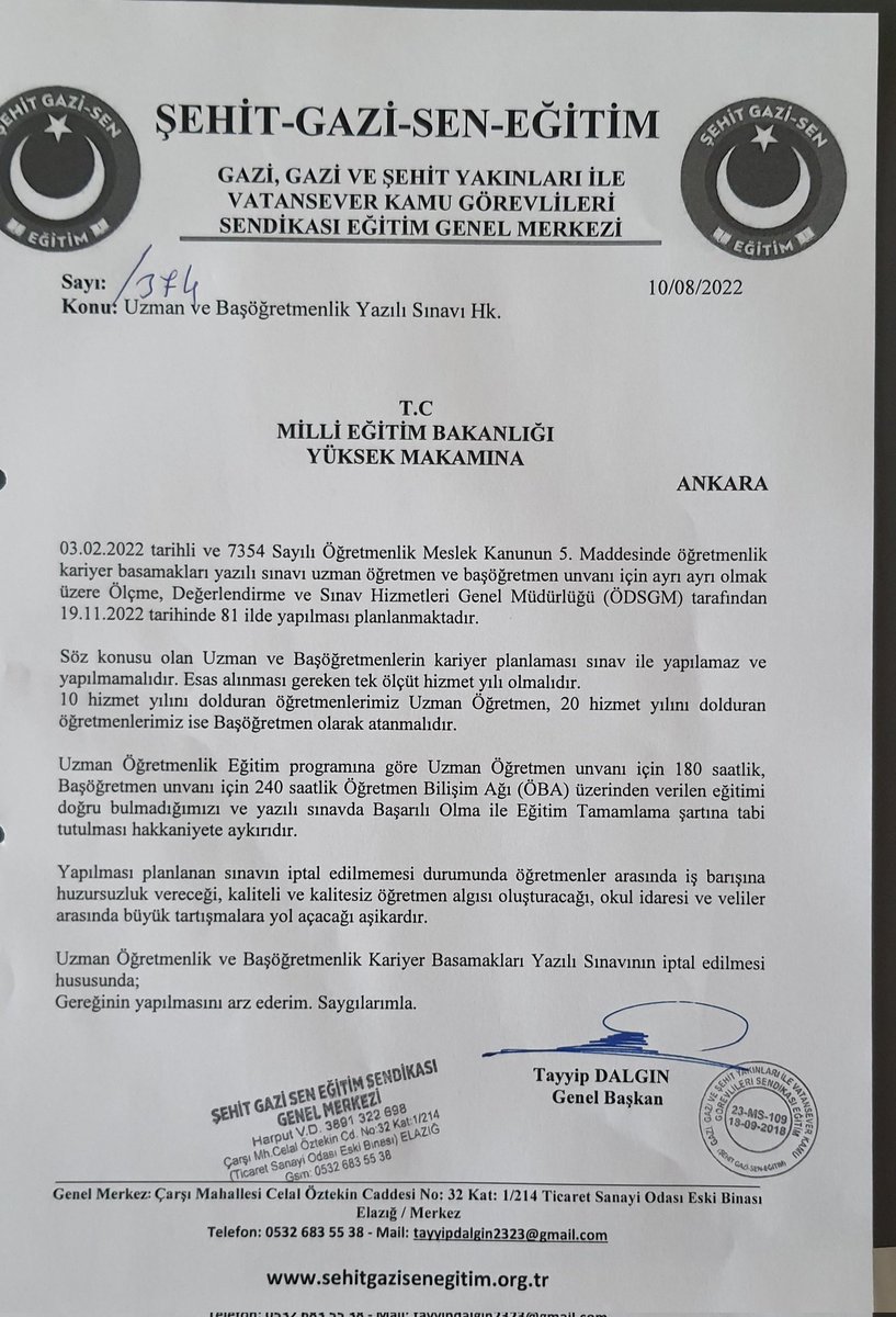 Tayyip DALGIN (@tayyip_dalgin) on Twitter photo Öğretmenler arasında ayrıştırmaya neden olan bu sınav bir an önce iptal edilmelidir Uzman Öğretmen ile Baş Öğretmen yazılı sınavda başarılı olma ile Eğitim tamamlama şartına tabi tutulmamlıdır. <a href="/tcbestepe/">T.C. Cumhurbaşkanlığı</a> <a href="/RTErdogan/">Recep Tayyip Erdoğan</a> @Mahmut_Ozer1 <a href="/tcmeb/">Millî Eğitim Bakanlığı</a> <a href="/Akparti/">AK Parti</a> <a href="/tcmebhaber/">TC MEB HABER</a> <a href="/oygmmeb/">MEB ÖYGGM</a> <a href="/tcmebhaber/">TC MEB HABER</a> Öğretmenler arasında ayrıştırmaya neden olan bu sınav bir an önce iptal edilmelidir Uzman Öğretmen ile Baş Öğretmen yazılı sınavda başarılı olma ile Eğitim tamamlama şartına tabi tutulmamlıdır. <a href="/tcbestepe/">T.C. Cumhurbaşkanlığı</a> <a href="/RTErdogan/">Recep Tayyip Erdoğan</a> @Mahmut_Ozer1 <a href="/tcmeb/">Millî Eğitim Bakanlığı</a> <a href="/Akparti/">AK Parti</a> <a href="/tcmebhaber/">TC MEB HABER</a> <a href="/oygmmeb/">MEB ÖYGGM</a> <a href="/tcmebhaber/">TC MEB HABER</a>