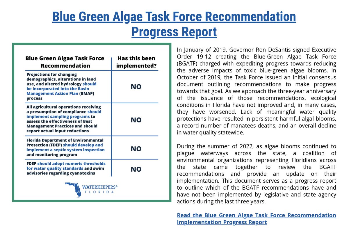 RT ApalachRiver "3 year Progress Report on reducing toxic Blue Green Algae blooms. Further details at 
waterkeepersflorida.org "