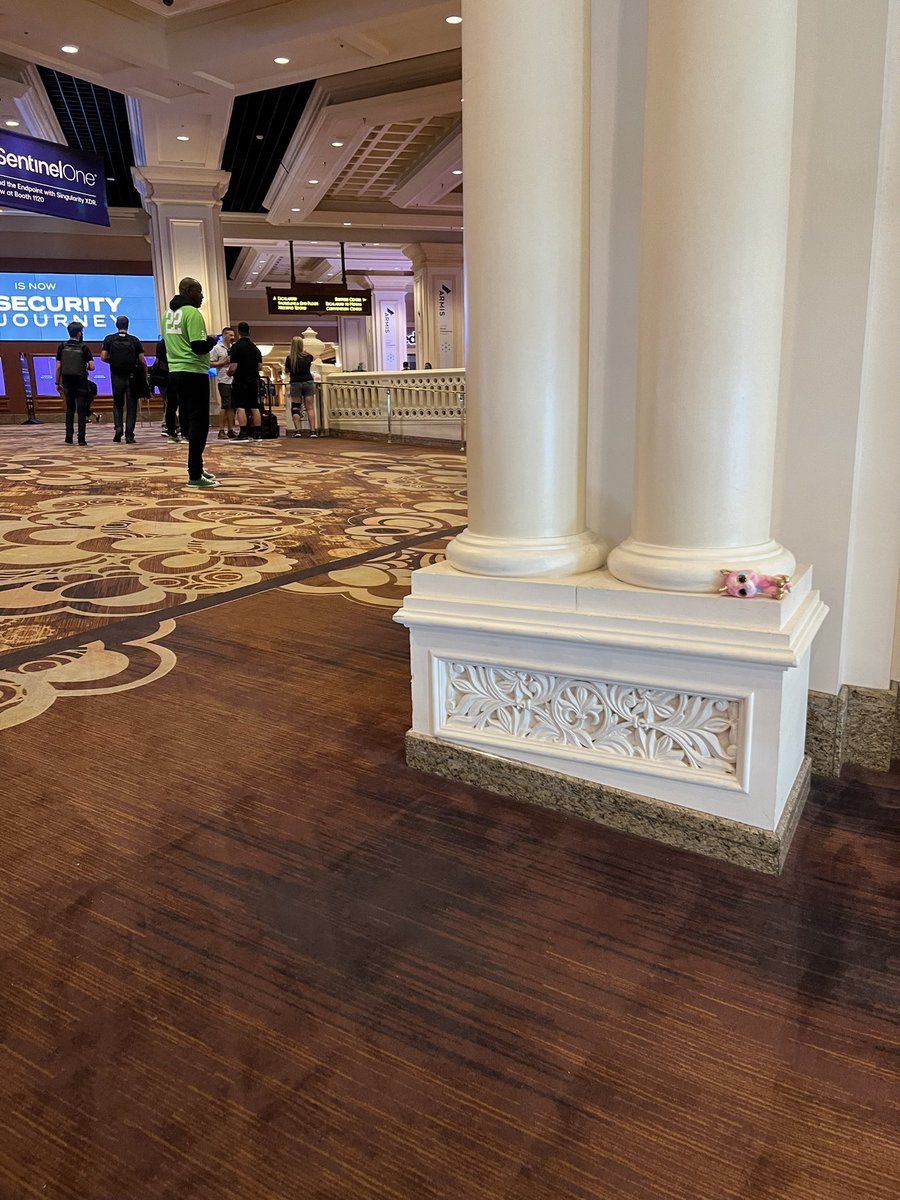 bithacker's tweet photo. If BlackHat has taught me nothing it is that this innocent looking plushie toy is not to be trusted. It likely is disguising some sinister device. Or actively surveilling me. #blackhat2022 #DEFCON https://t.co/57X4hcSTJe