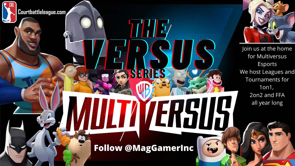 MagGamerInc's tweet image. 2 on 2 tournament for #MultiVersus

This Thursday August 11th at 6pm et.

Sign up via discord.gg/TCBSuXP

Live coverage at twitch.tv/MagGamerInc

Props to @multiversus @MVSGaming @Player1stGames for making a amazing competitive fighter.