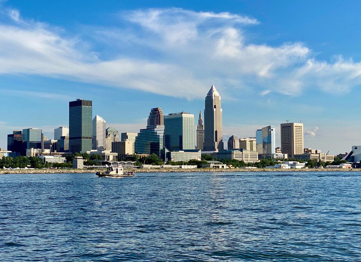 Caught this view of Cleveland’s awesome skyline from a friend’s boat! #CitiesSkylines #comeback #cities #Cleveland