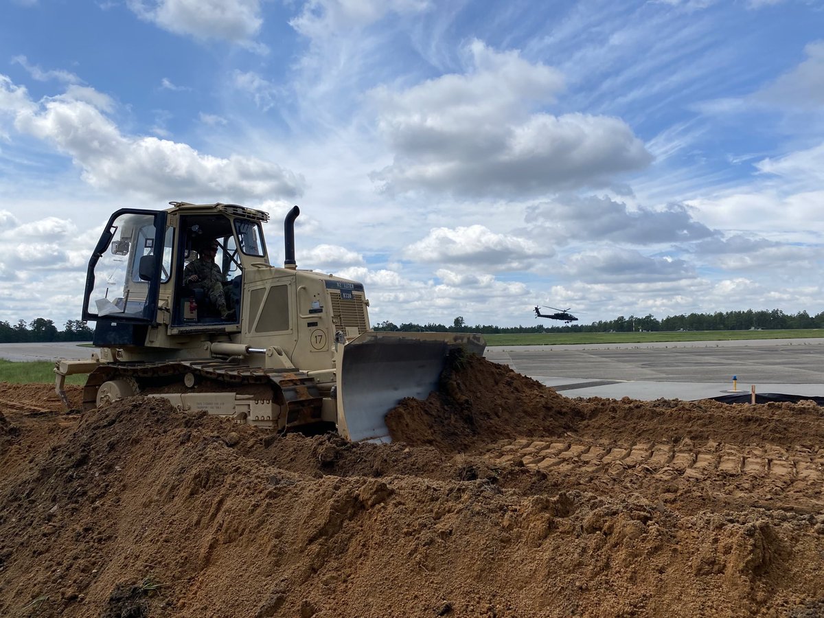 127th_AEB's tweet photo. Bravo Company, 3rd Platoon has been working for the past month on building the HESCO barriers for the Simmons Army Air Field Emergency Landing Pad. Great to see our Engineers out there! https://t.co/MCgUpfgkp8