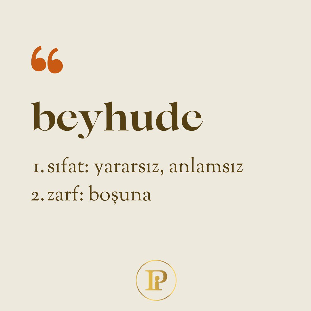 Potinkkitap's tweet photo. Farsça kökenli Beyhude kelimesi, yararsız ve anlamsız anlamına geliyor.

"O kırk yıllık davada beyhude akıntıya kürek çekmişiz." - Yahya Kemal Beyatlı https://t.co/i9xhcsr53O