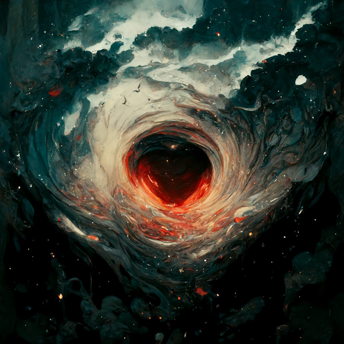 AugmentedDreams's tweet photo. 'Black hole with raining galaxies' 💫

Certainly one of my favourite #aiart generated using #midjourney it's just so epic yet simple.

#art #AiArtwork #AIart #aiartcommunity #Space #blackhole #digitalart https://t.co/YjJLTX4NoZ