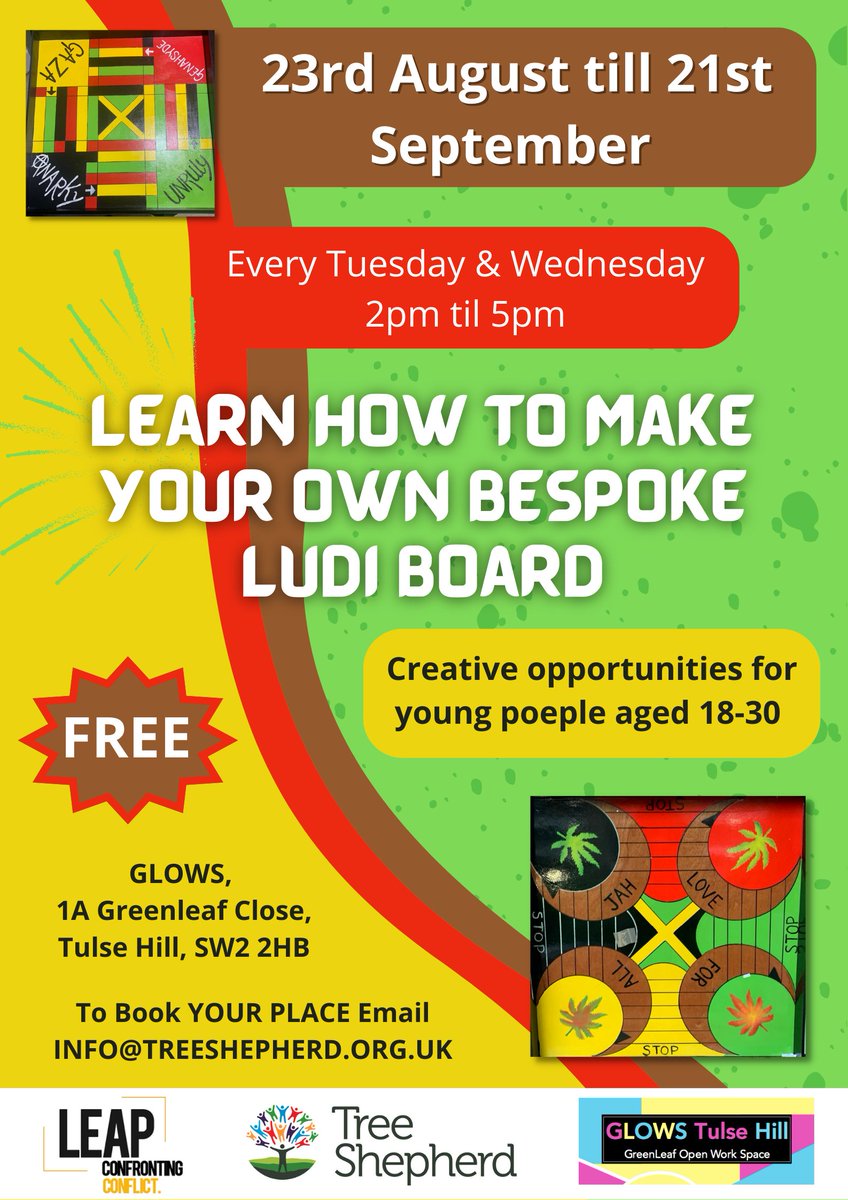 GLOWS_ldn's tweet photo. Learn how to make your own bespoke Ludi Board. Book now INFO@TREESHEPHERD.ORG.UK @Ludiman61 @HeartInArt_UK @TreeShepherdUK @MaryAtkLabour @BrixtonProject @BrixtonBID @leap_cc @lambeth_council @LoveTulseHill @DannyBgrmo1  #ludiboardworkshops #freeludiboardworkshops https://t.co/9gSAYKvIms
