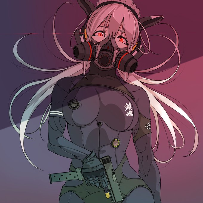 五分後の世界の「向現」自動投与マスク。
と、拡張マガジン付きグロック18C(のつもり)。さいきょお。 