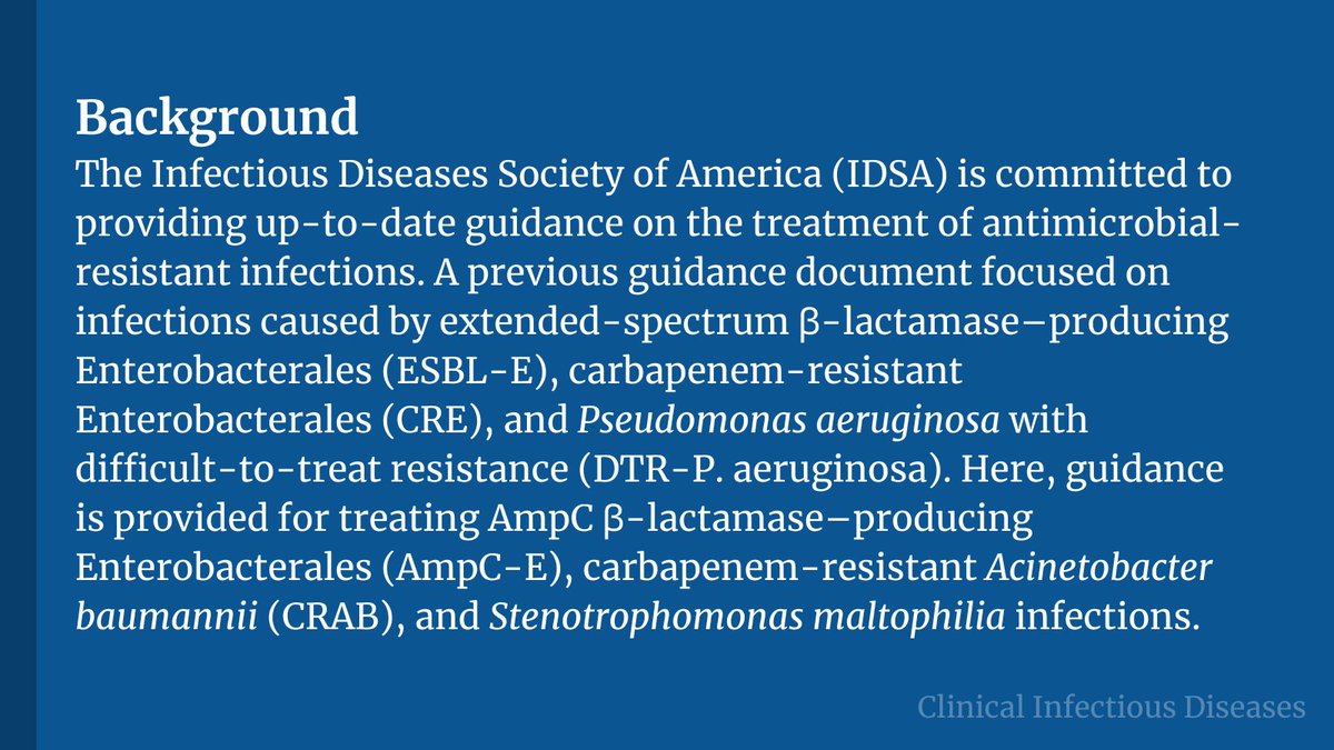 Infectious Diseases Society of America Guidance on the Treatment of AmpC β-Lactamase–Producing Enterobacterales, Carbapenem-Resistant Acinetobacter baumannii, and Stenotrophomonas maltophilia Infections

🆓 Freely Available
🔗 bit.ly/3nRPvA7