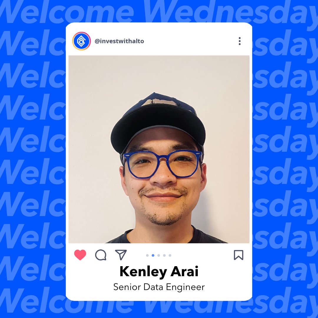 InvestWithAlto's tweet photo. Please join us in giving a warm welcome to our very first #dataengineer, Kenley! We are certain he will be a massive asset to our Data Team and can't wait to see how he makes an impact on such a vital part of our business.
#WelcomeWednesday #data #newhire #TeamAlto https://t.co/FuTX3MySvb