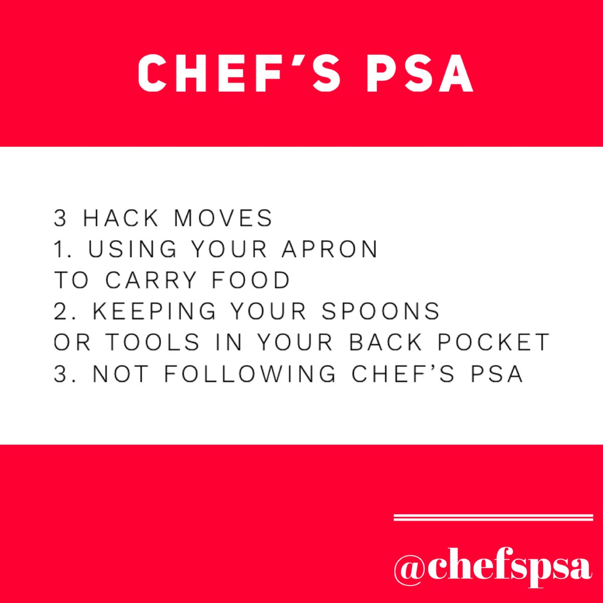 ChefsPSA's tweet image. HACKS! #chefhacks