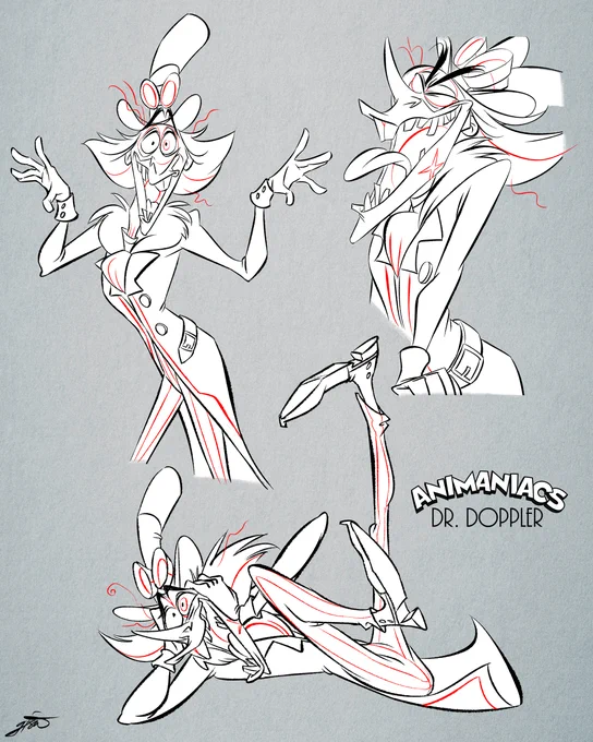 Doppler was described as a combo of Mad Hatter and Willy Wonka. I love designing deranged characters!#animaniacs #drdoppler #animaniacs2020 